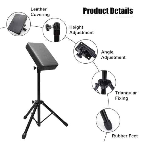 Tattoo Armrest Stand with Tray, Foldable Tattoo Arm Leg Rest Stand Adjustable Height and Tilt Tripod Stand, Stable Base & Padded Support for Tattoo Artist Studio