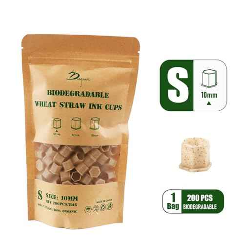Biodegradable Tattoo Ink Cups With Base 200Pcs ECO-Friendly Disposable Spliced Pigment Caps Tattoo Accessories Supplies (10mm-Small)