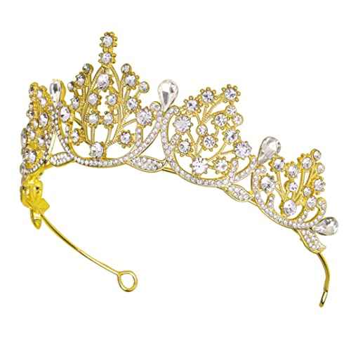 Crowns for Women, Gold Tiaras w/Crystal - Baroque Headband for Bride Bridal Princess Queen Flower Girl Birthday Halloween Cosplay Costume Party Wedding Prom Quinceanera Pageant Homecoming