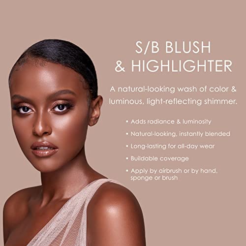 TEMPTU S/B Airbrush Blush & Highlighter Starter Set Long-Wear Makeup, Dewy Buildable Formula Brightens Complexion, All Skin Types, Includes 4 Blushes & 4 Highlighters