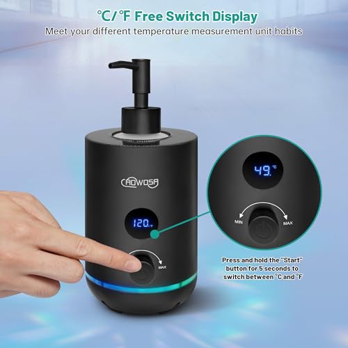 Massage Oil Warmer Bottle Professional Electric Lotion Digital Heater for SPA, Portable Oil Warmer Heated Cream for Beauty Salon Home, with Gradient Atmosphere Lamp, ¡É/¢µ Switchable Display