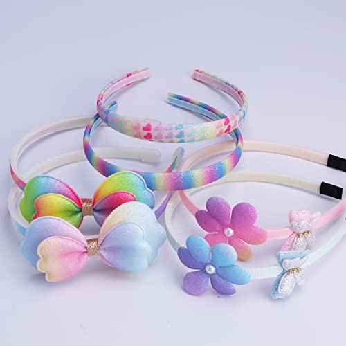Glitter Headbands for Girls Butterfly Sparkly Hair Bands with Teeth Bows Flower Sequin Hairband for Toddler Girl(6pcs)