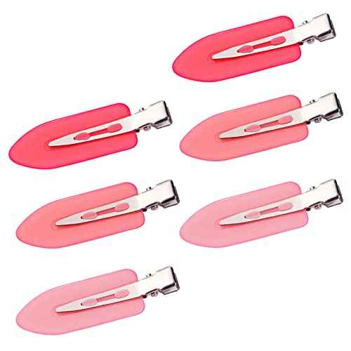 6Pcs No Bend Hair Clips- Creaseless Hair Clips Styling Duck Bill Clip No Dent Alligator Hair Barrettes Small Gifts for Women Girls Salon Hairstyle Hairdressing Bangs Makeup, Gradient Pink