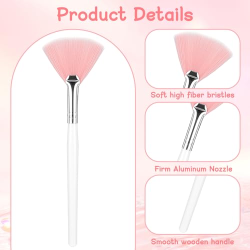 Ouligay 20 Pcs Facial Brushes Esthetician, Soft Fan Brush for Women Girls, Face Mask Brush Applicator for Mud Cream, Makeup Women Cosmetic Tools (Pink White)