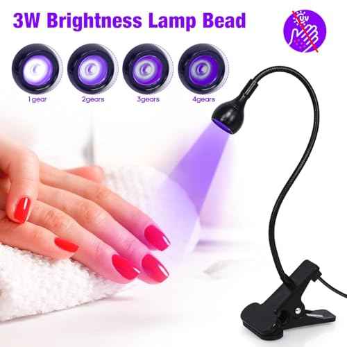 AORAEM Nail Lamp LED Nail Manicure Dryer Curing Light with Black Gooseneck and Clamp for Gel Nails