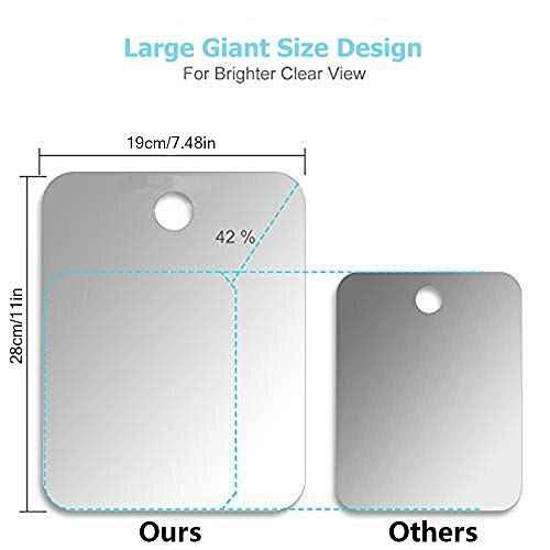 Deluxe Large Fogless Shower Mirror, Fogless Shaving Mirror(7.48 in X 11 ?in), Anit-Fog Shaving Mirror with Hook, Fog Free Wall Hanging Makeup Mirror, Anti Fog Shatterproof Mirror in Bathroom