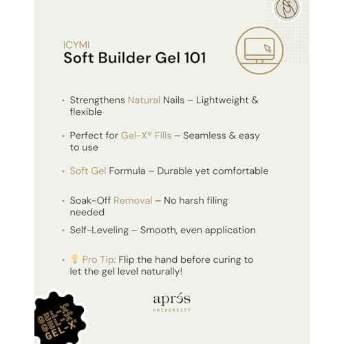Apr?s Soft Gel Builder in a Bottle, Self-Leveling Soak-Off Gel-X Nail Extension Thickening Strengthener