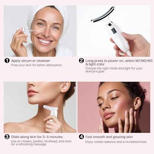 VRAIKO Lilac 7-in-1 Beauty Massager for Face and Neck - Jawline Lifting & Firming - Face Lymphatic Drainage Massager for Anti Aging Wrinkle, Forehead Lines, and Dark Circles, White