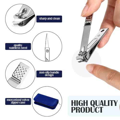 Coume 48 Christmas Nail Care Kit Gift 8 in 1 Manicure and Pedicure Set with Travel Case Stainless Steel Nail Clipper Manicure Set Souvenirs Gift for New Year Coworkers Church Guest(Blue Series)