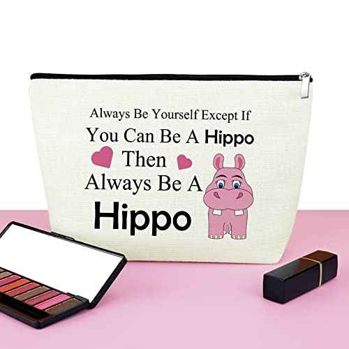 Mxrymvu Hippopotamus Gift Makeup Bag Hippopotamus Gift Hippo Lover Gift Cosmetic Bag Hippo Theme Inspirational Gift Funny Hippos Gifts Animal Lover Gift Birthday Christmas Gift Travel Makeup Pouch