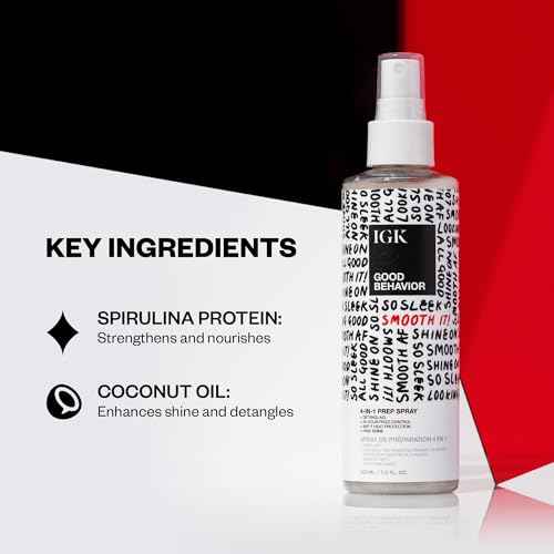 IGK GOOD BEHAVIOR 4-in-1 Prep Spray | Leave In + Detangle + Heat Protectant | Vegan + Cruelty Free |