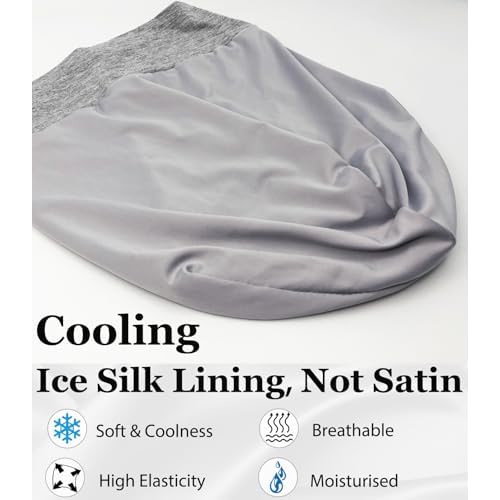 Sleep Cap Bonnet for Sleeping Black Women, Adjustable Cooling Ice Silk Lined Bonnet for Curly Braids Hair Cover Beanie Hat