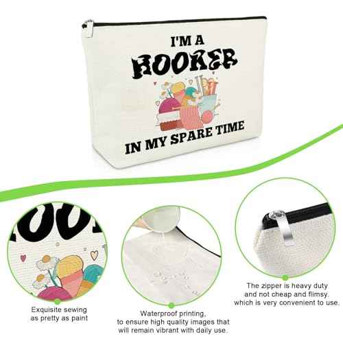 Crochet Gifts for Women Crafting Makeup Bag Funny Gifts for Crochet Lovers Crafter Crocheters Knitters Sewing Lover Cosmetic Bag Knitting Presents Christmas Birthday Present for Friend Makeup Pouch