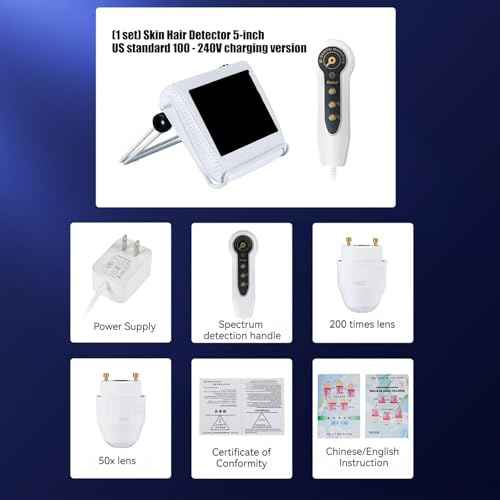 Skin Hair Analyzer,Scalp Hair Follicle Detector 5Inch LCD Screen Digital Skin Diagnosis Scanner System,Rechargeable Hair Analyser 50/200 Times Magnification