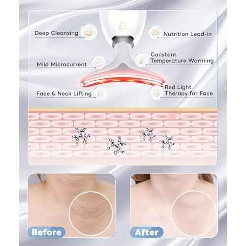 Light Based Multifunctional Facial Massager, 7 Color Portable Face Massager Tool for Skin Care, White