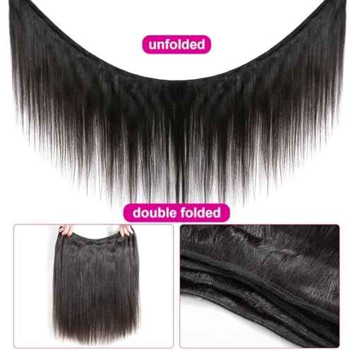 Younsolo Straight Hair Bundles Brazilian Virgin Hair Human Hair Bundles 100% Unprocessed Natural Black 4 Bundles 16 18 20 22 Inch