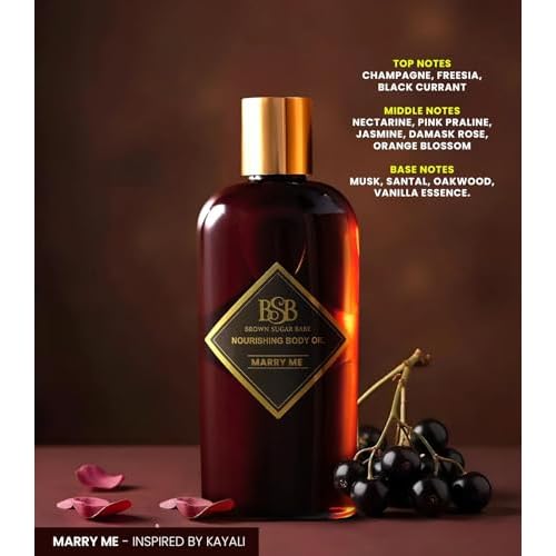 Brown Sugar Babe Marry Me Body Oil, Black Currant and Freesia Essential Oils, Nourishing Scented Oil for Women, Skin Care, Paraben Free, Body Oil Perfume, Made in USA