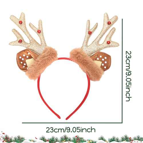 Macute Christmas Antlers Headband Deer Ears Headbands Party Cosplay Sequins Antlers Hair Band Christmas Hair Accessories