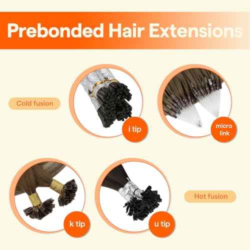 Full Shine K Tip Hair Extensions Real Human Hair 3 Medium Brown Ombre to 8 Ash Brown and 22 Honey Blonde U Tip Hair Extensions Human Hair 40 Grams 14 Inch Remy Hair for Women
