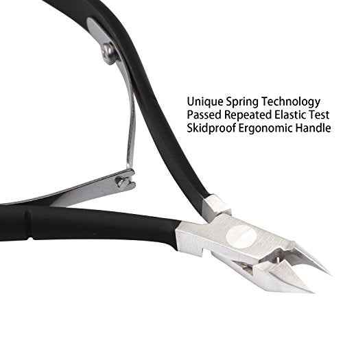 Ejiubas Cuticle Trimmer with Cuticle Pusher Cuticle Nipper Professional Grade Stainless Steel Cuticle Remover Cutter Clipper Durable Pedicure Manicure Tools (Black)