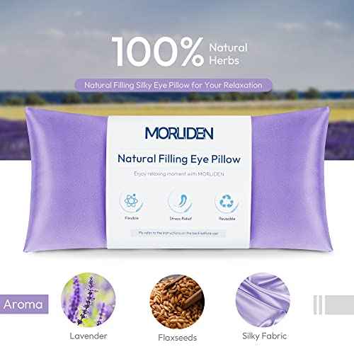 Lavender Eye Pillows for Relaxation, Yoga Eye Pillow for Meditation, Microwavable Weighted Eye Pillow for Yoga, Moist Heat & Cold Eye Compress with Aromatherapy (Light Purple) - 2 Pack
