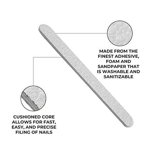ForPro Professional Collection Zebra Foam Board, 100/180 Grit, Double-Sided Manicure Nail File, 7" L x .75" W 50-Count