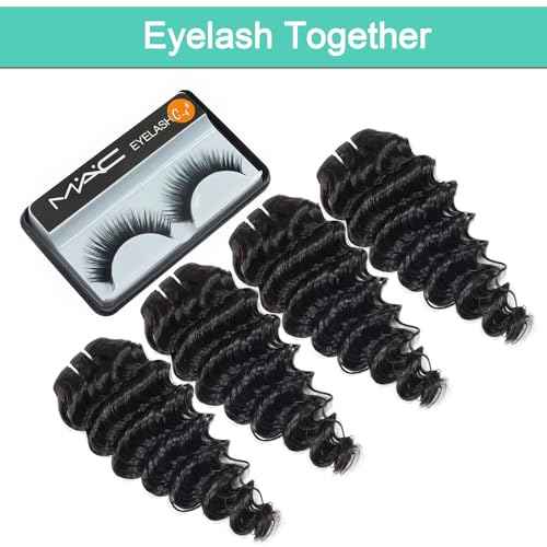 Deep Wave Human Hair bundles 14 Inch 12A Grade Brazilian Human Hair 100% Virgin Weave Bundles Human Hair for Black Women (14'' 14'' 14'' 14'')