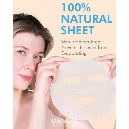 DERMAL Hyaluronate Collagen Essence Facial Mask Sheet 23g Pack of 100 - Hydro Boost Moisturizing for Dry Skin, Smoothing Fine Lines Wrinkles, Daily Skin Treatment Solution Sheet Mask