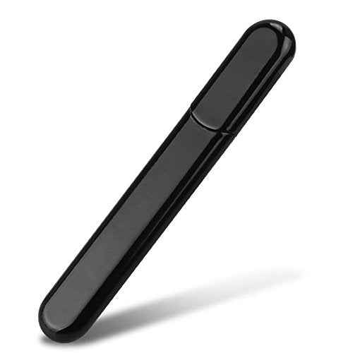 Premium Glass Nail File with Case, Crystal Diamond Salon Best Beauty Nail Buffer for Natural and Acrylic Nails Christmas Gift for Woman and Man,Black
