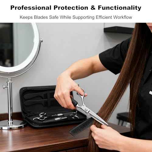 2Pcs Scissor Case Leather Shears Cover for Hairstylists Travel and Hair Stylist Scissors Holder with Zipper Pouch Protective Carrying Bag for Hairdressers Shear Cases for Traveling Hair Tools