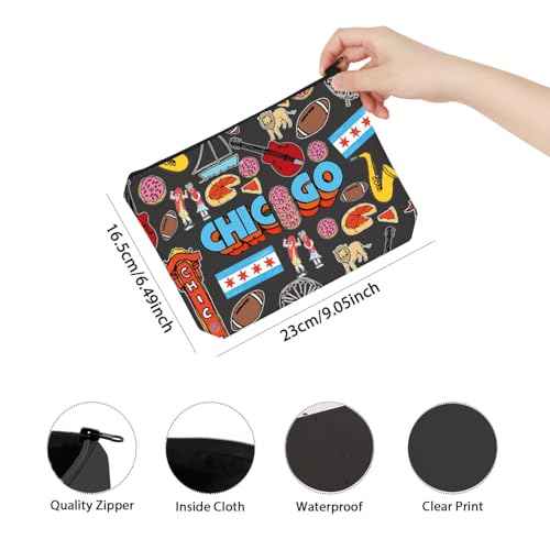 Chicago Souvenir Gift Chicago Welcome Makeup Bag Chicago Travel Zipper Pouch Bag (Chicago bag)