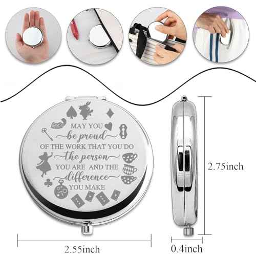 PLITI Princess Movie Inspired Gift Princess Fan Gift May You Be Proud of The Work That You Do Fairy Tale Compact Mirror (Be Proud ALIC CM)