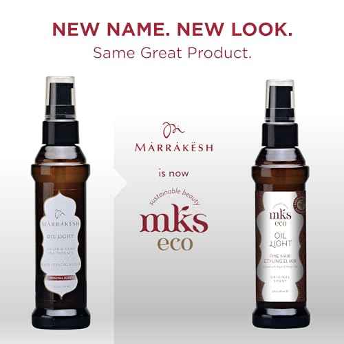 MKS eco Oil Light - 2 fl oz - Hair Styling Elixir - Moroccan Argan Oil, Hemp Seed Oil - Ideal for Fine Hair - Moisturize, Nourish Hair & Control Frizz - Vegan & Cruelty Free