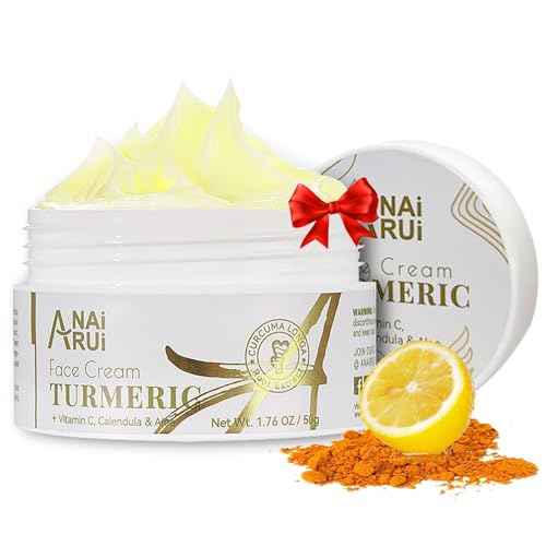 ANAI RUI Facial Moisturuzier, Turmeric Face Cream with Vitamin C for Hydrating, Firming, Tightening Skin, Turmeric Vitamin C Cream for Dark Spots, Dry Skin, 1.76 OZ