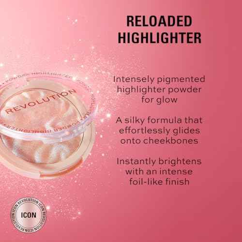 Revolution, Reloaded Pressed Powder Highlighter, Intensely Pigmented for a High Impact Dewy Finish, Dare to Divulge, 0.22 Oz