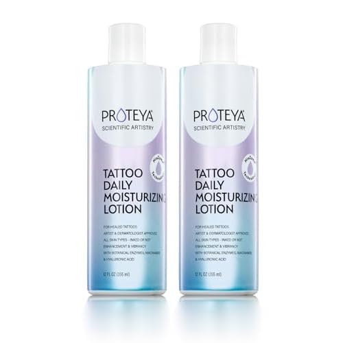 Tattoo Daily Moisturizing Lotion | Hydrating Daily Tattoo Care w/Niacinamide and Hyaluronic Acid to Enhance and Preserve Your Tattoos, 12 oz (2 Pack)
