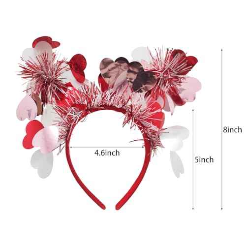Heart Headband Accessories for Women Girls-2pcs Hair Band Hair Hoop Hair Accessorie Red Sequin Love for Birthday Bachelorette Holiday Festival Party Accessories Gifts