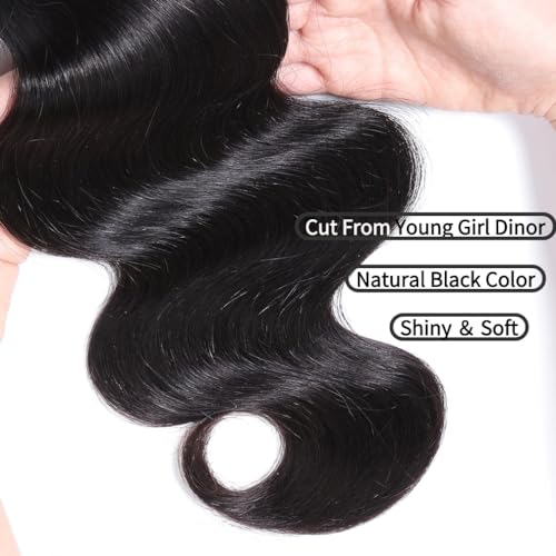 10A Body Wave Bundles Raw Real Human Hair Bundles 16 18 20 Inch 100% Unprocessed Brazilian Virgin Remy Human Hair Extensions 3 Bundles Wavy Hair for Black Women
