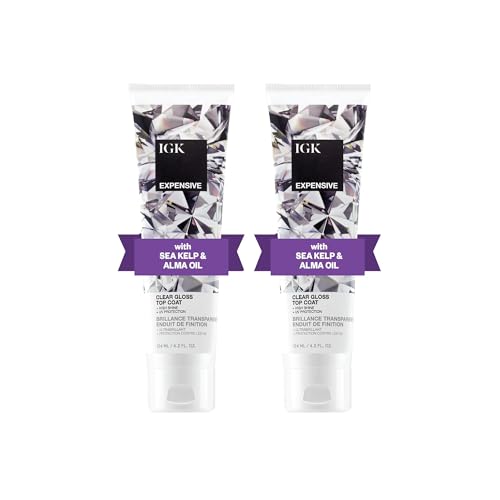 IGK EXPENSIVE Clear Gloss Top Coat | Shine + Strengthen + Smooth | Vegan + Cruelty Free | 4.2 Oz (Pack of 2)