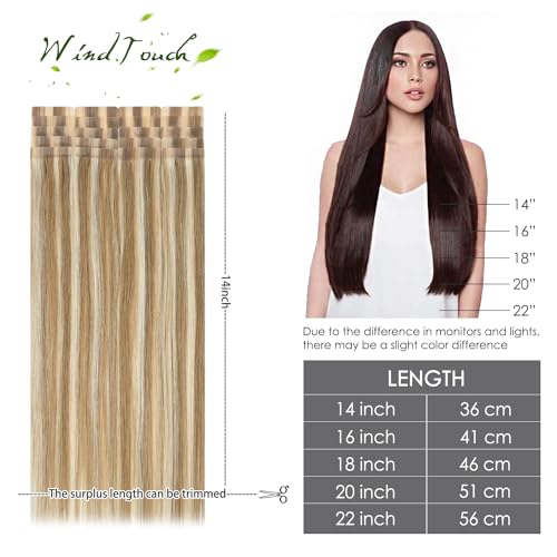 WindTouch Tape in Human Hair Extensions Mixed Bleach Blonde 22Inch #18p613 60g