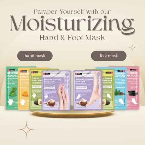 Innerest 24 PK Original Derma Beauty Hand Mask Bulk Moisturizing Hand Gloves for Dry Hands Nail Care Essential, Best Mother's Day Gift Idea, Self Care Women Gift (Shea Butter + Avocado)