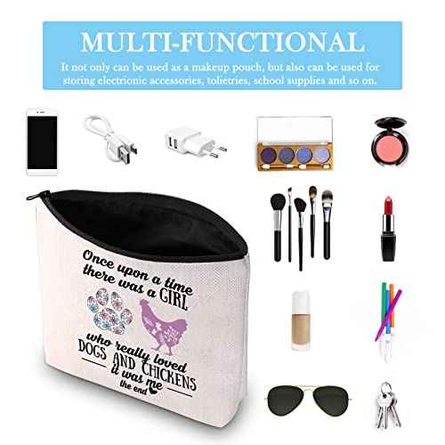 GJTIM Chicken Makeup Bag for Women Dog Gift Farmer Zipper Pouch for Dog Mom Chicken Lover (Dogs Chickens Bag)