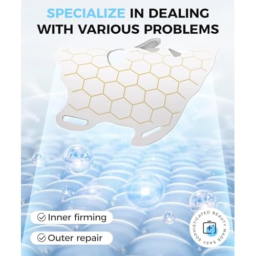 Yahi Red Light Photon Facial & Neck Mask with Remote Control, 7 Custom Modes with Infrared, Portable & Rechargeable with Timer for Home Use, 175 High-Density Light Beads, White