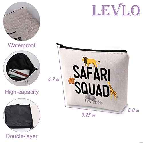 LEVLO Safari Squad Makeup Bag African Safari Trip Wild Animal Lover Travel Zipper Pouch(Safari Squad)