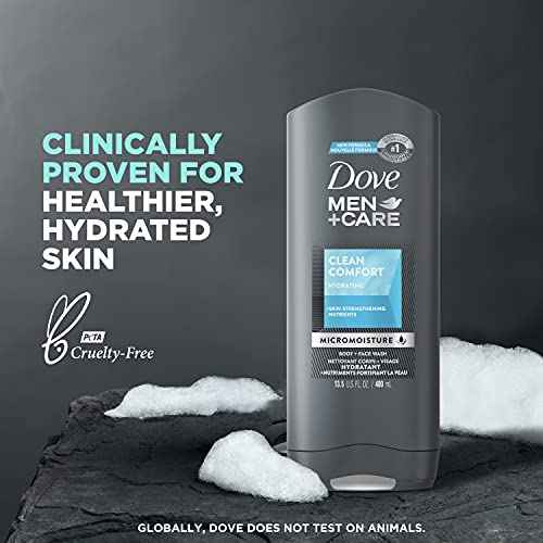 DOVE MEN + CARE Hair + Skin Care Regimen Personal Care for Men Clean Comfort + Fresh & Clean Body Wash, 2-in-1 Shampoo and Conditioner, and Antiperspirant Clinical Deodorant