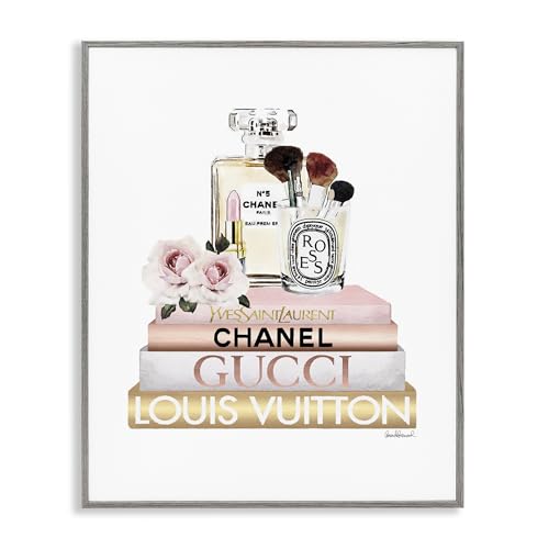 Stupell Industries Fashion Essentials with Iconic Glam Brands, Design by Amanda Greenwood Gray Framed Wall Art, 24x30, White