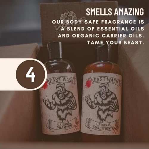 Johnny Slicks Hair Cleaning Kit - Supports Scalp & Hair Hydration - Organic Shampoo & Conditioner - Aloe, Shea Butter & Vitamin E - Rugged Scent - 2 Piece Set