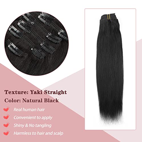 SixStarHair 20inch Italian Yaki Straight Clip In Hair Extensions 120g per Pack Long and Thick Premium Textured Hair Extensions For Black Women Remy Virgin Human Hair Clip Ins