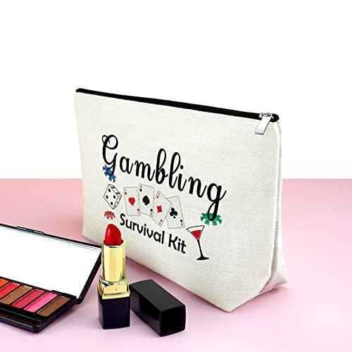 Lucky Casino Gift for Gambler Makeup Bag Casino Gamble Zipper Pouch Gift Gambler Gift Idea Casino Lovers Cosmetic Bag Christmas Birthday Retirement Gift for Gambler Friends Travel Makeup Pouch