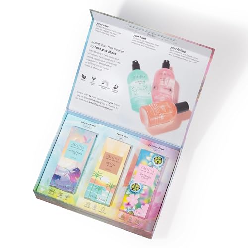 Pacifica Iconic Scents Gift Box ? Montana Sky, Beach Day & Passionfruit ? Nature-Inspired Fragrance Collection, Vegan & Cruelty-Free